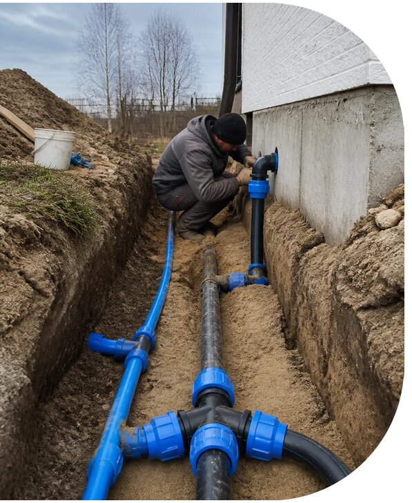 Монтаж наружного водопровода на участке под ключ в Осинниках